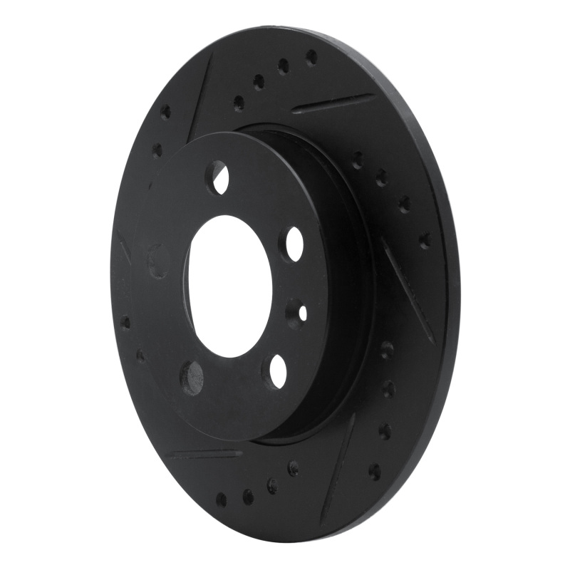 Audi TT Quattro Brake Rotor (1) - Rear Left - R1 Concepts - Drilled & Slotted - Black - `01-`06